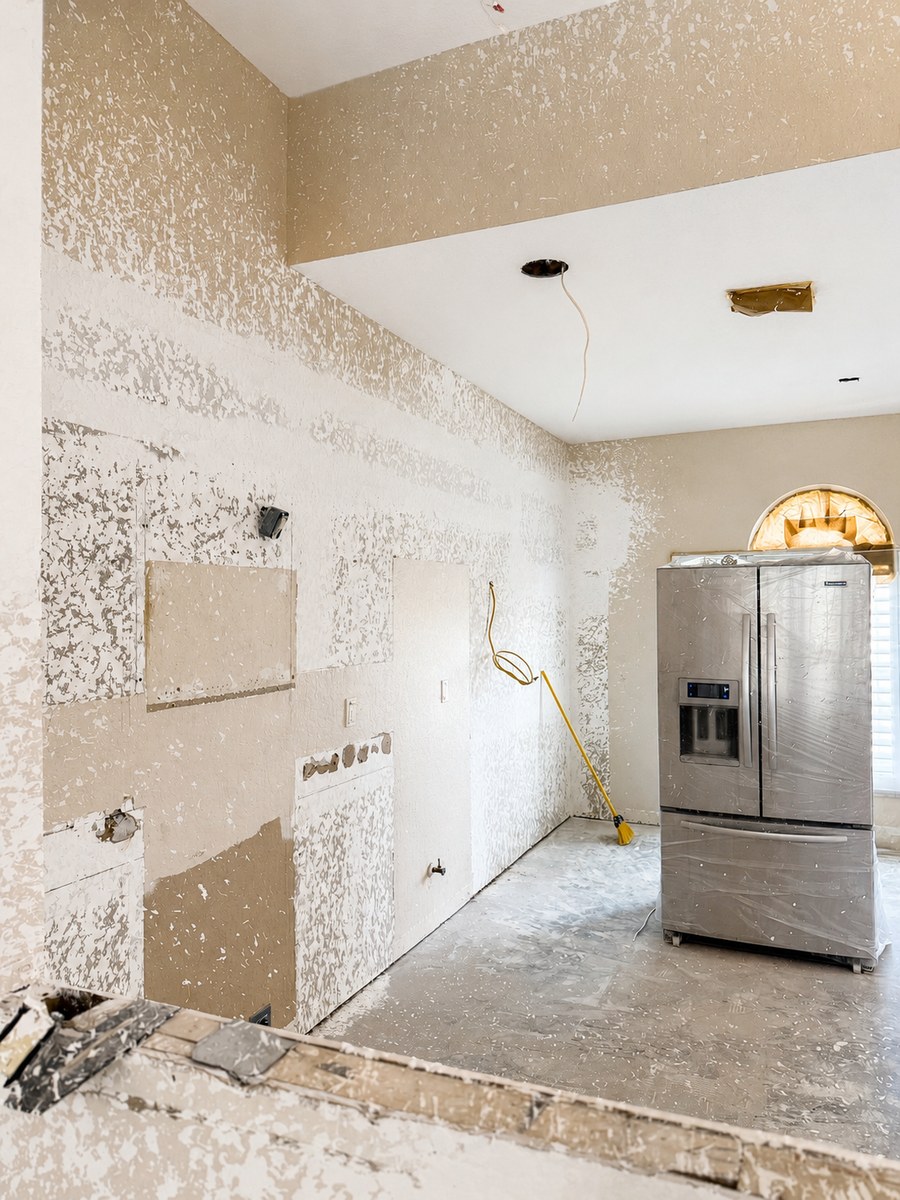 Before: gutted kitchen